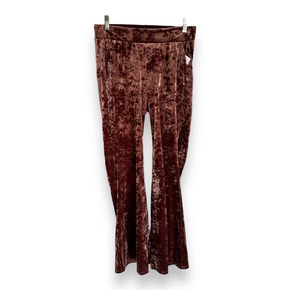 Torrid Womens Pants Sz 1 1X 14 16 Full Length Crushed Velvet Pocket Flare Brown - Picture 4 of 7